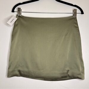 NWT Aritzia Rocco Satin Mini Skirt in Sage Frost